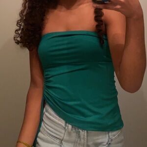 Women’s Strapless Ruched Side Tank Top - Teal